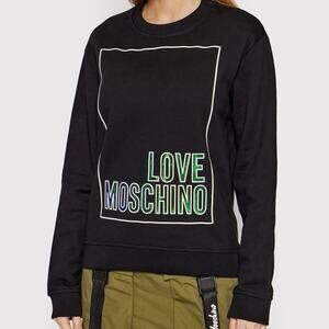 NEW Size 8 Love Moschino Logo Printed French Cotton Blend Terry Sweatshirt